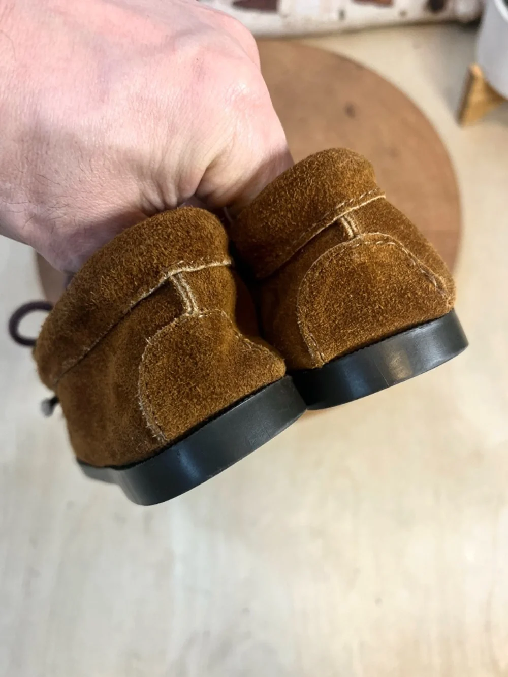 Minnetonka Thunderbird II Beaded Suede Moccasins Brown Size 13